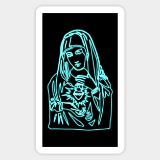 Virgin Mary (blue neon) Sticker